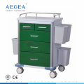 AG-GS002 With five drawers dark green series power coating steel medicine trolley